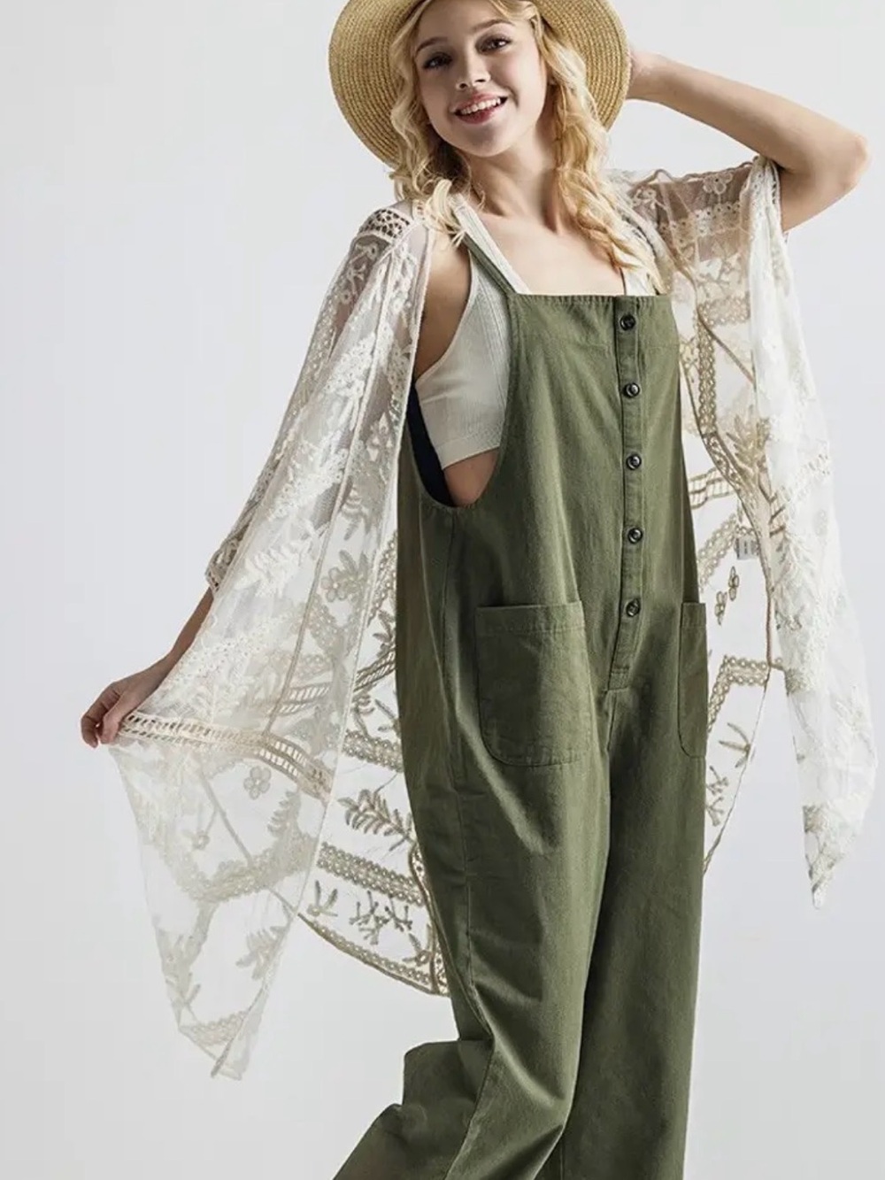 Elegant Embroidered Lace Kimono | SM131